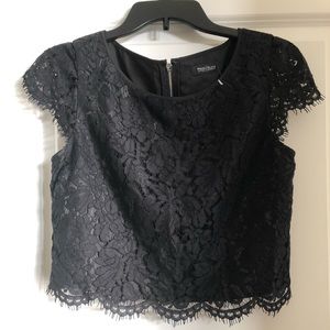 Black lace crop top